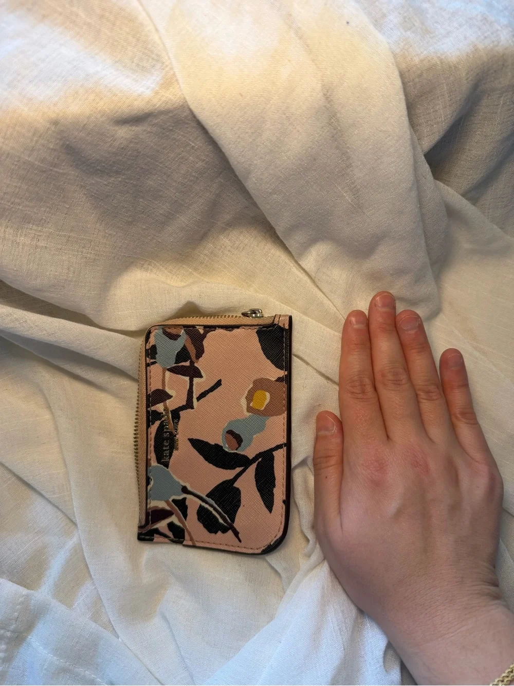 Kate Spade Pink Floral Zip Card Case